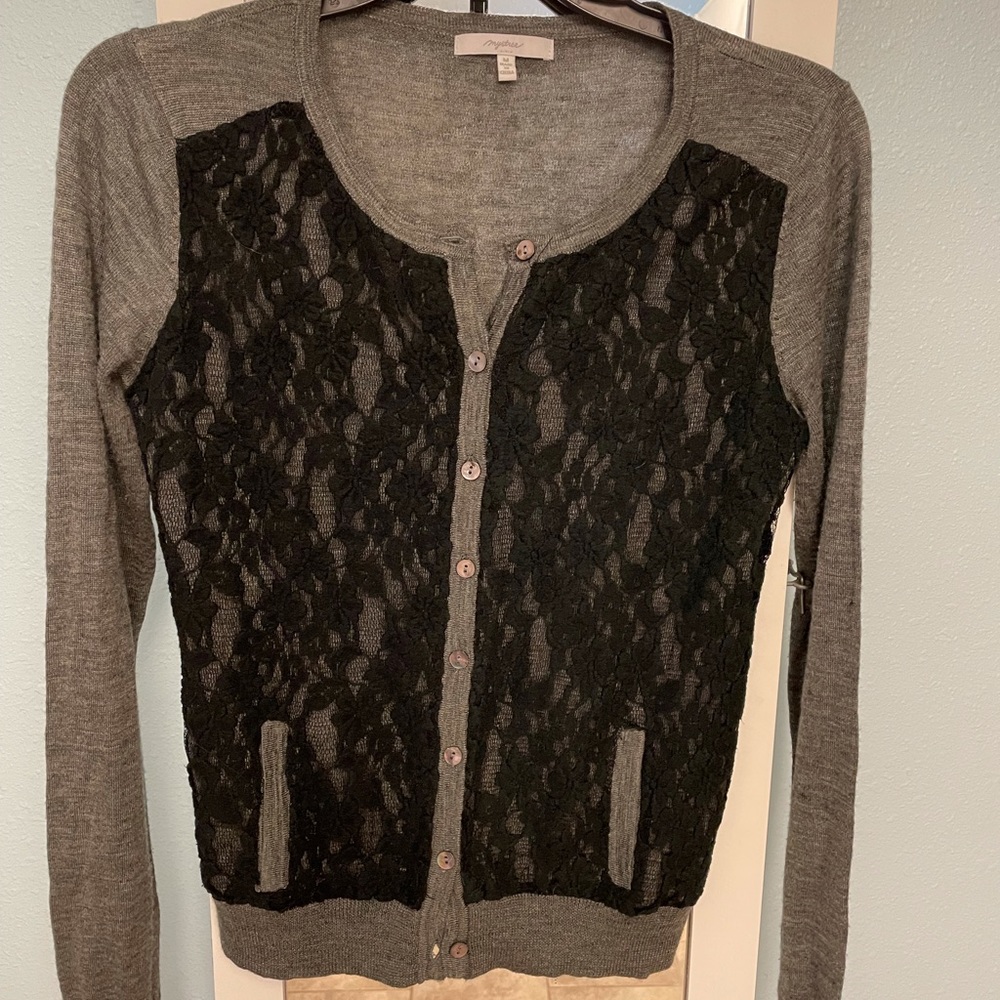 Acrylic and Wool Grey Cardigan Sweater